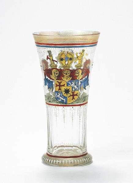 Enameled glass cup