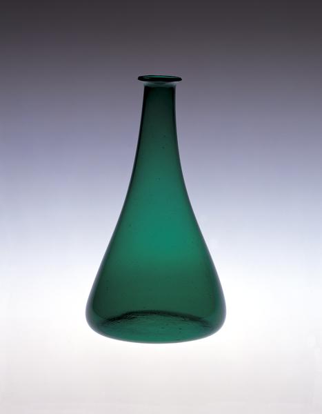 Green Flask-shaped Glass Bottle