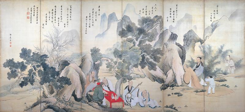 蘭亭雅集 卓面屏風 蘭亭雅集 卓面屏風