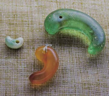 Jadeite Magatama, Agate Magatama, Green Glass Magatama