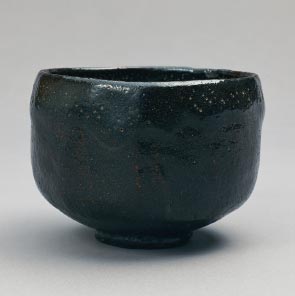 Black Raku Tea Bowl, “Iwaokoshi”