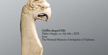 Griffin-shaped Hilt
Takht-i Sangin, ca. 5th–4th c. BCE 
Ivory
The National Museum of Antiquities of Tajikistan