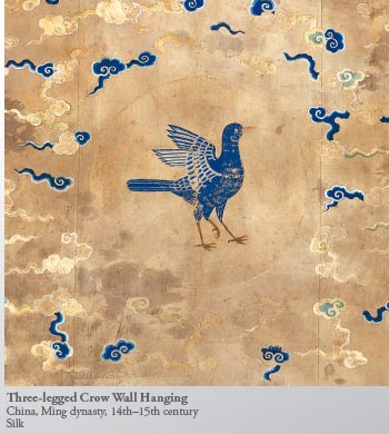 Three-legged Crow Wall Hanging 
China, Ming dynasty, 14th–15th century
Silk