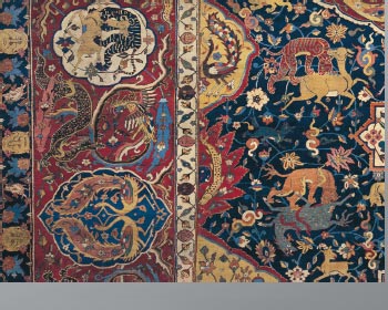 Rug with Animals in Medallions (detail) 
Iran, late 16th–early 17th century
Wool and cotton