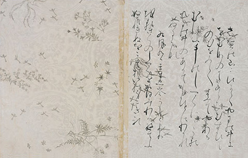 Ishiyama Giri, Two Pages from Tsurayuki shū
By Fujiwara no Sadanobu (1088–1156)
Japan, Heian period, 12th century
image © John Bigelow Taylor