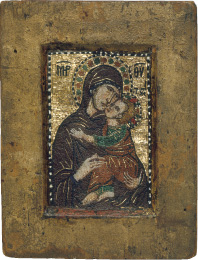 Portable Icon with the Virgin Eleousa
Byzantine, 14th century 
The Metropolitan Museum of Art, Gift of John C. Weber
In honor of Philippe de Montebello, 2008 (2008.352)
image © The Metropolitan Museum of Art