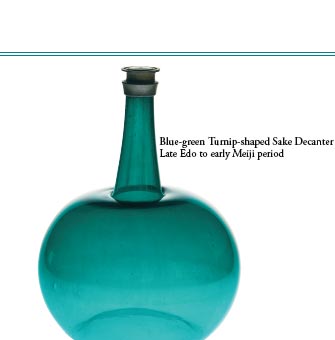 Blue-green Turnip-shaped Sake Decanter
Late Edo to early Meiji period