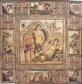 Mosaque : Dionysos dcouvre Ariane  Naxos